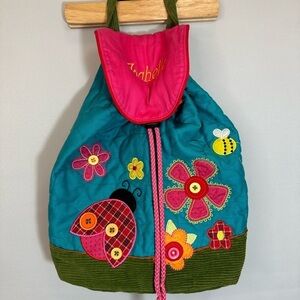 Stephen Joseph Kids Unisex Quilted Backpack Ladybug “Isabelle” Button String Tie